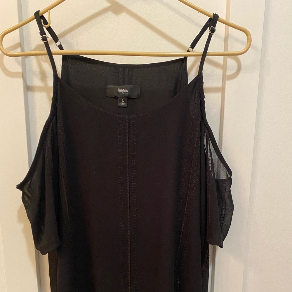 Black peep shoulder blouse